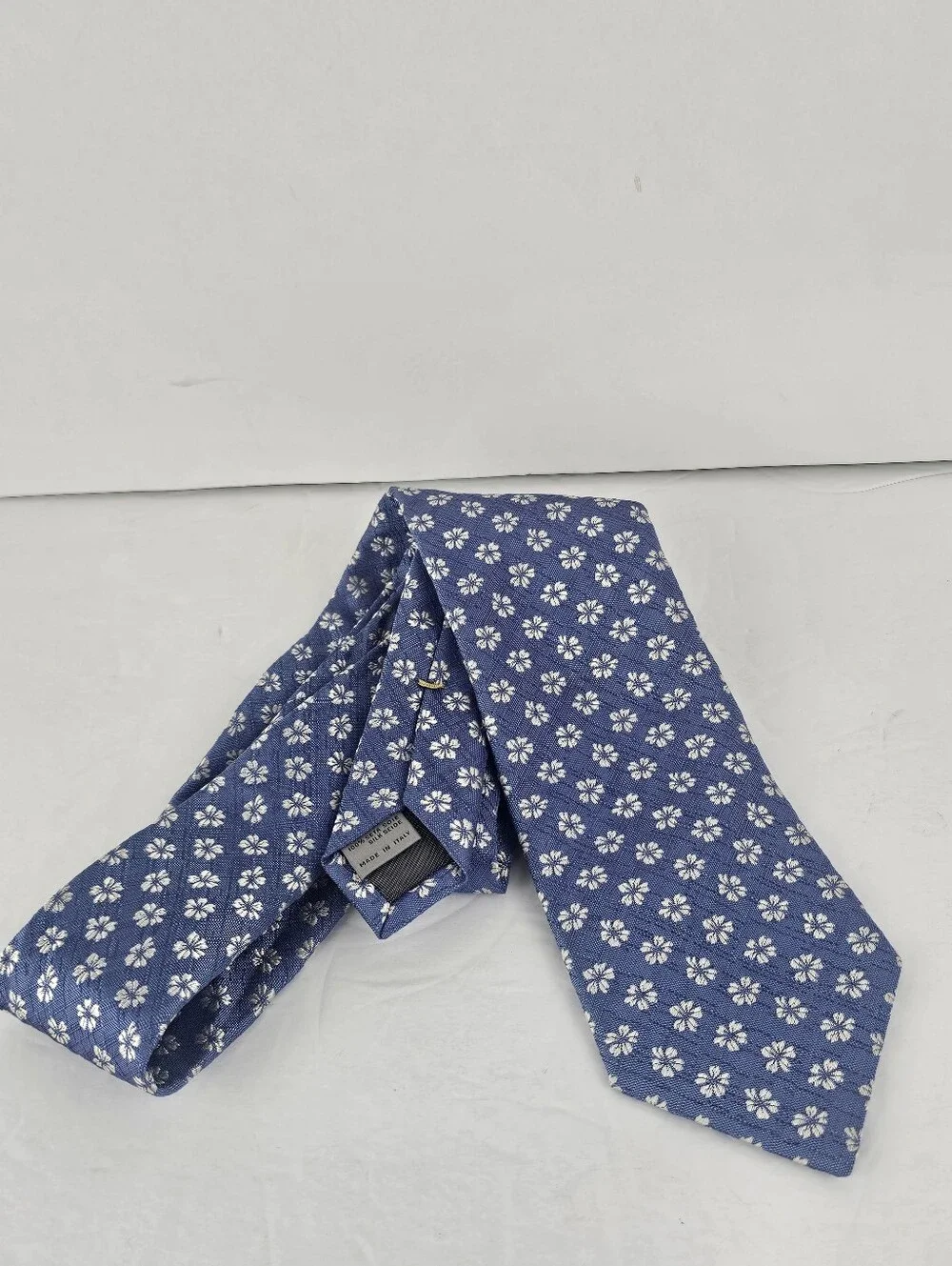 Canali 100% Silk Blue Periwinkle Floral Tie Luxury Made In Italy EUC
